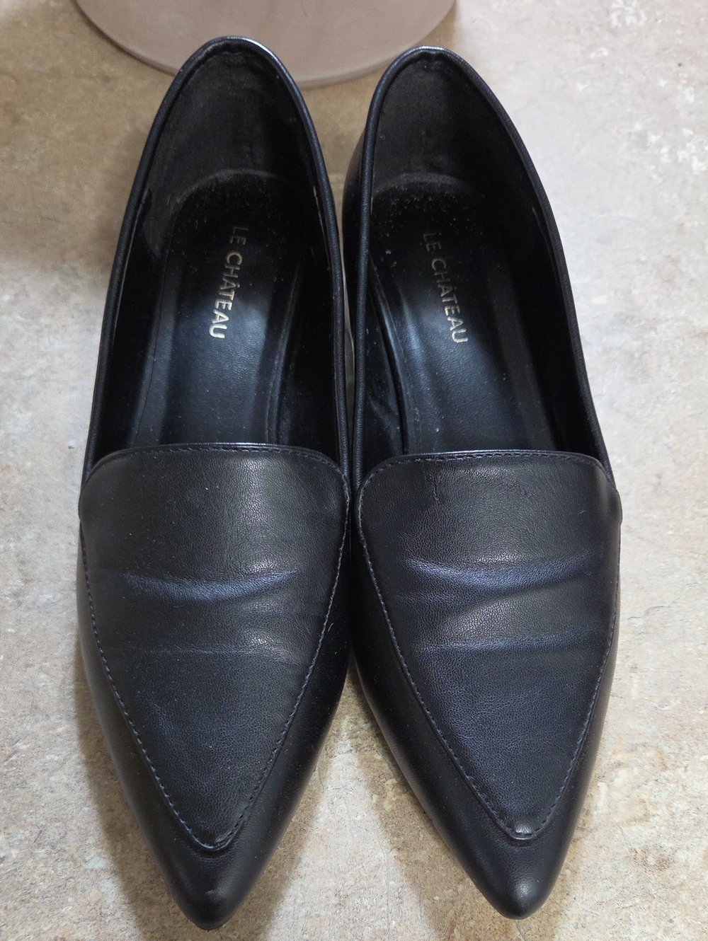 le chateau Black Pointed-Toe Slip-On Heels